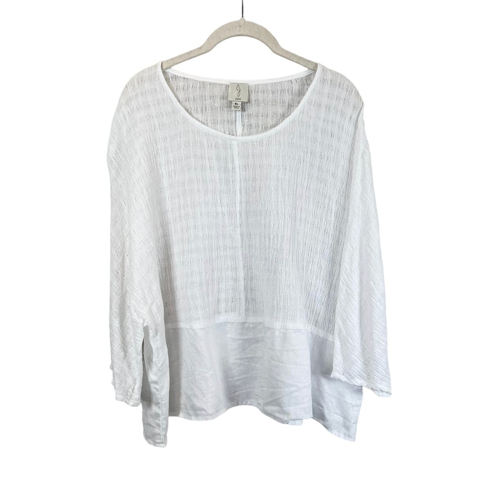 Joie Boxy Linen Popover Blouse White Women's XL